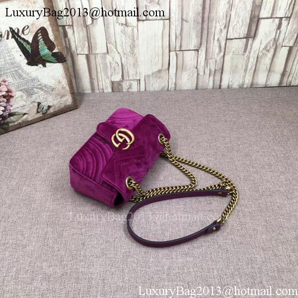 Gucci GG Marmont Embroidered Velvet mini Bag 446744T Purple