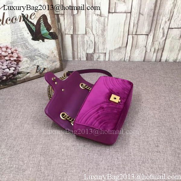 Gucci GG Marmont Embroidered Velvet mini Bag 446744T Purple