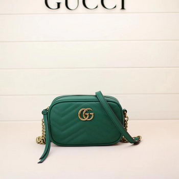 Gucci GG Marmont Matelasse mini Bag 448065 Green