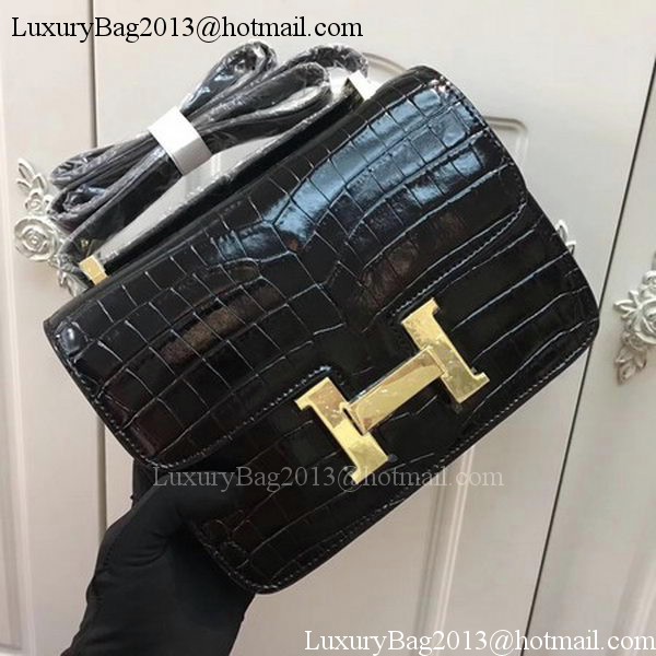 Hermes Constance Bag Croco Leather H9978C Black