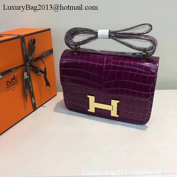 Hermes Constance Bag Croco Leather H9978C Purple