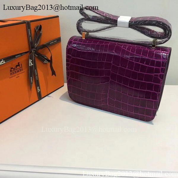 Hermes Constance Bag Croco Leather H9978C Purple