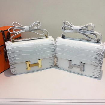 Hermes Constance Bag Croco Leather H9978C White