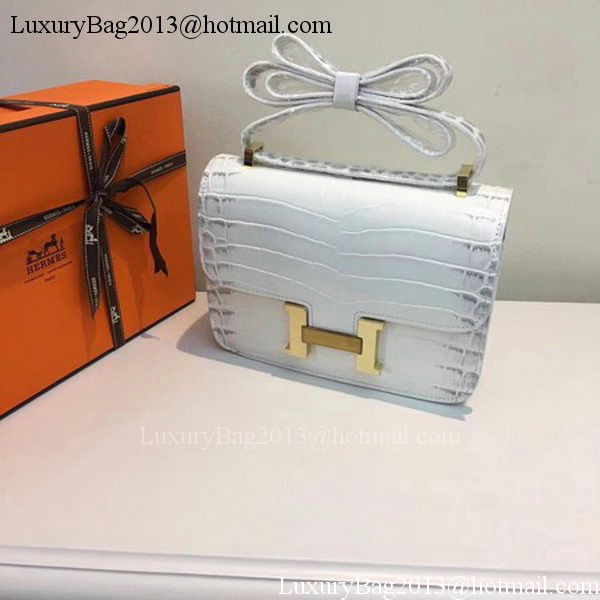 Hermes Constance Bag Croco Leather H9978C White