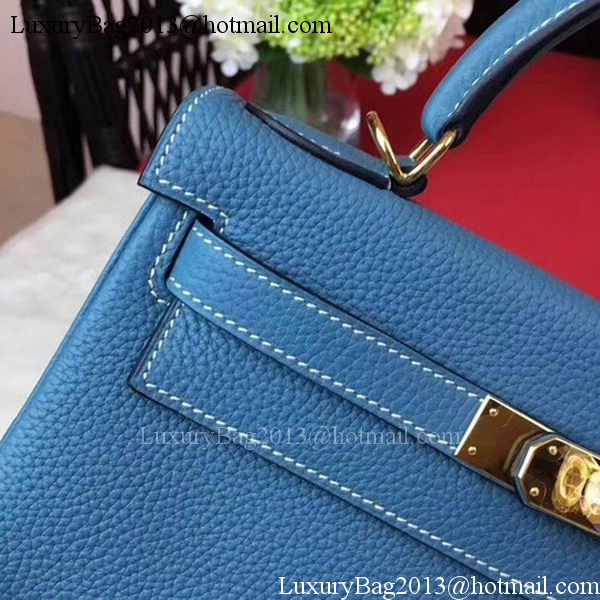 Hermes Kelly 32cm Shoulder Bag TOGO Leather KY32 Blue