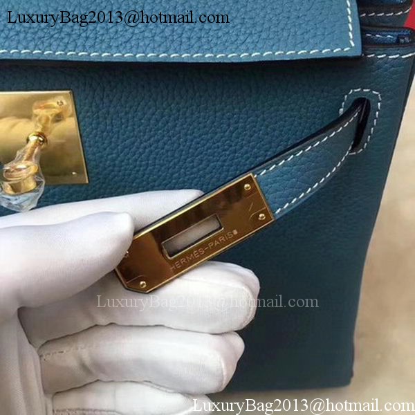 Hermes Kelly 32cm Shoulder Bag TOGO Leather KY32 Blue