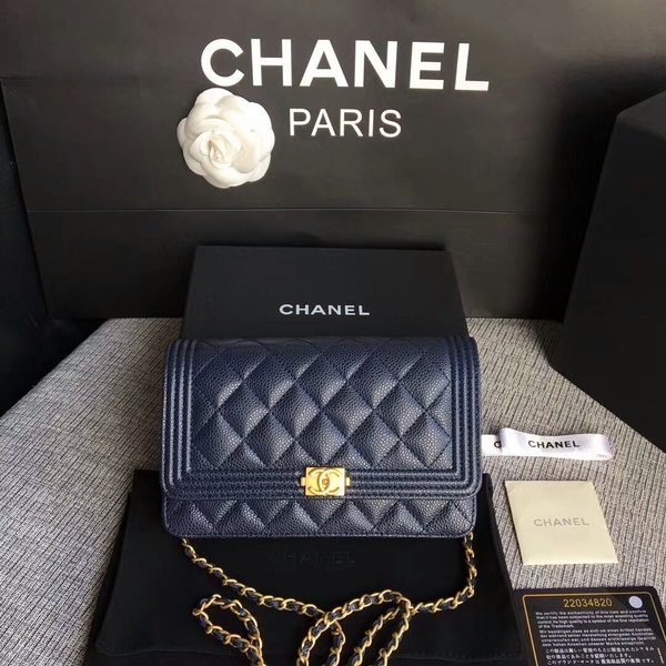 Boy Chanel WOC Flap Bag Original Calfskin Leather CHA6040 Blue