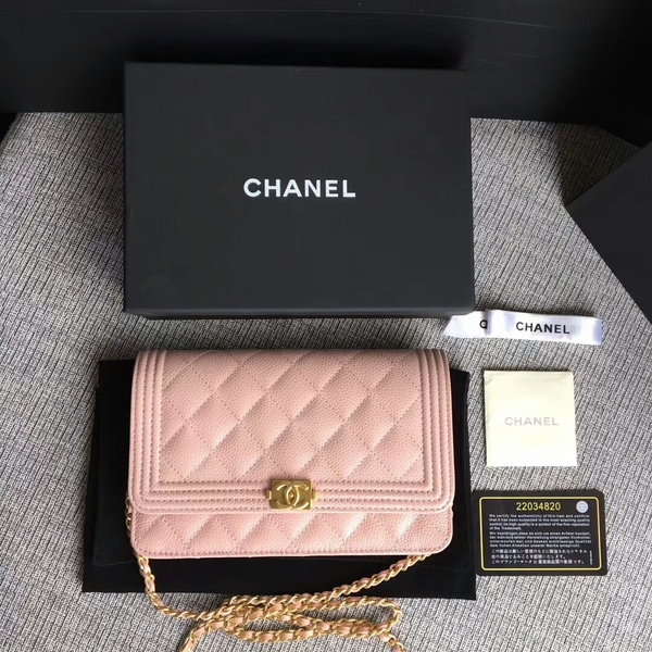 Boy Chanel WOC Flap Bag Original Calfskin Leather CHA6040 Pink