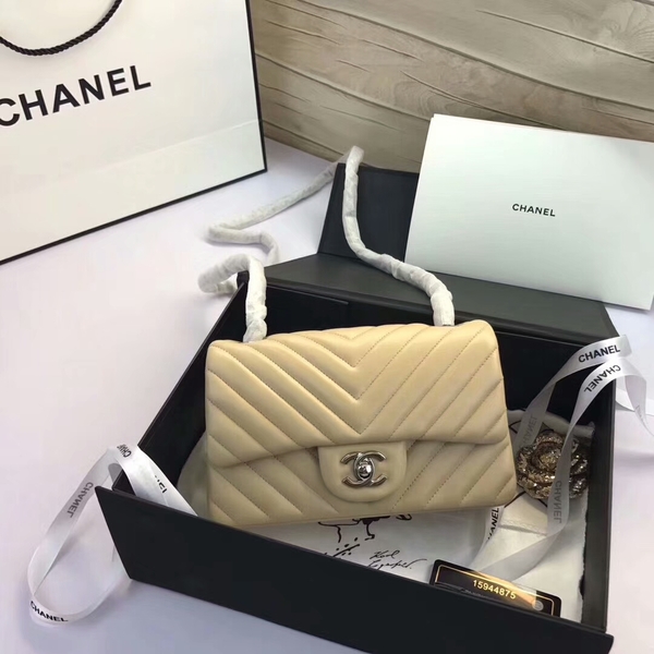 Chanel Classic Flap Bags Camel Original Sheepskin Leather 1116 Silver