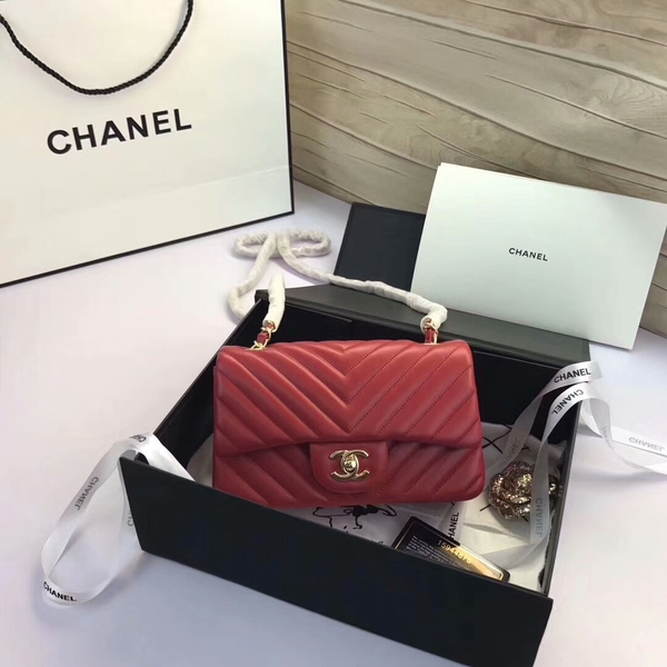 Chanel Classic Flap Bags Red Original Sheepskin Leather 1116 Gold