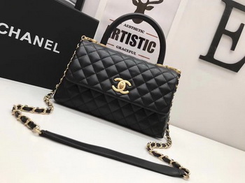 Chanel Classic Top Handle Bag Black Original Leather A92991 Gold