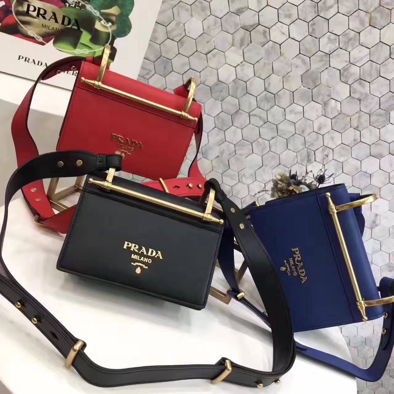 PRADA Shoulder Flap Bag Original Leather P2312 