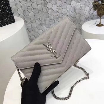 YSL WOC Classic Monogramme Flap Bag Cannage Pattern Y1003 Grey