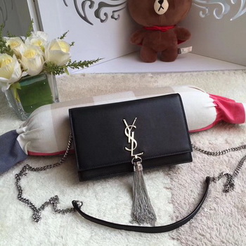 Yves Saint Laurent Leather Cross-body Shoulder Bag Y8011 Black