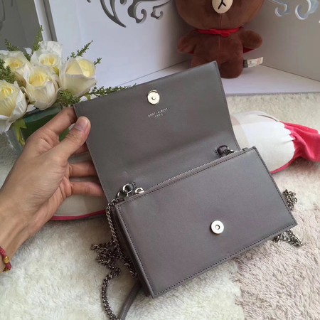 Yves Saint Laurent Leather Cross-body Shoulder Bag Y8011 Grey