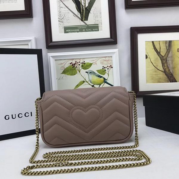 Gucci GG Marmont Matelasse Leather Super Mini Bag 476433 Pink