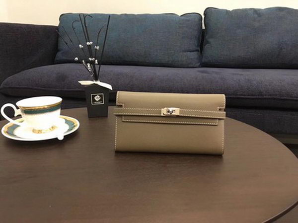 Hermes Kelly Epsom Leather Wallet H4086 Grey Hermes Kelly Epsom Leather Wallet H4086 Grey