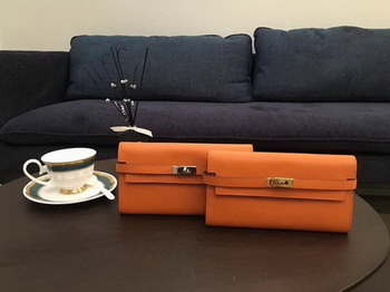 Hermes Kelly Epsom Leather Wallet H4086 Orange