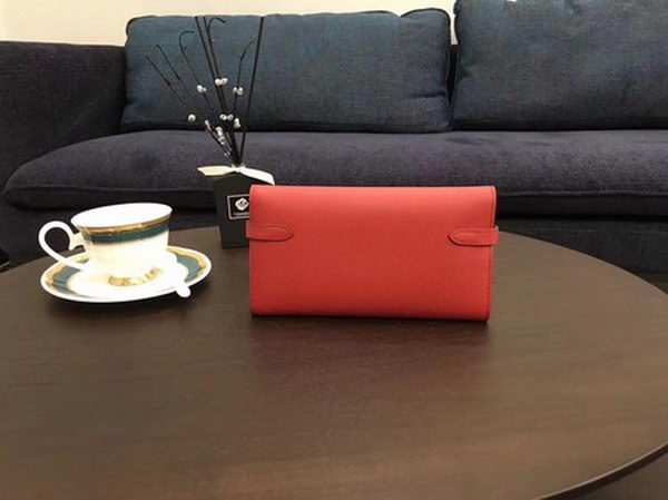 Hermes Kelly Epsom Leather Wallet H4086 Red