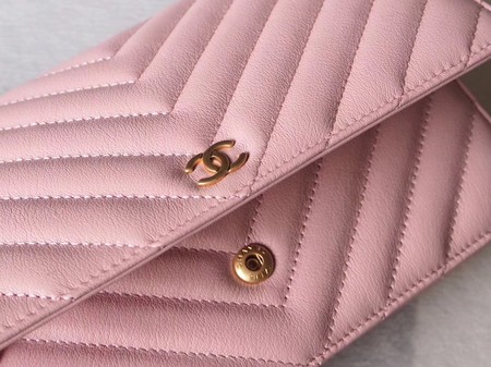 Chanel V mini Flap Bag Chevron Sheepskin Leather A33814V Pink