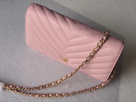 Chanel V mini Flap Bag Chevron Sheepskin Leather A33814V Pink