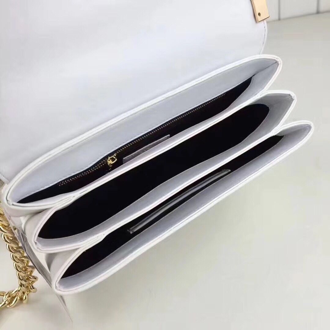 Versace Calfskin Leather Shoulder Bag VS170 White