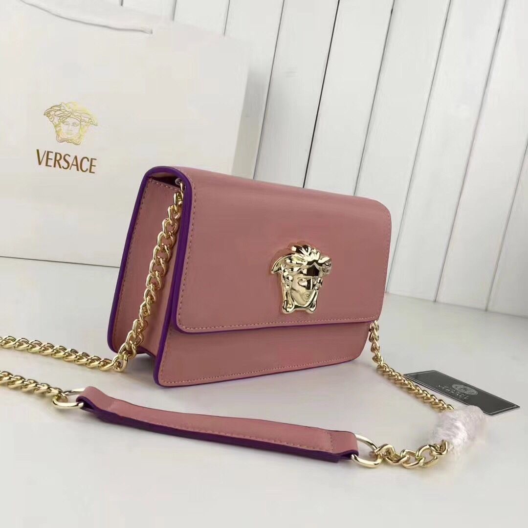 Versace 2017 Calfskin Leather Shoulder Bag 7203 Pink