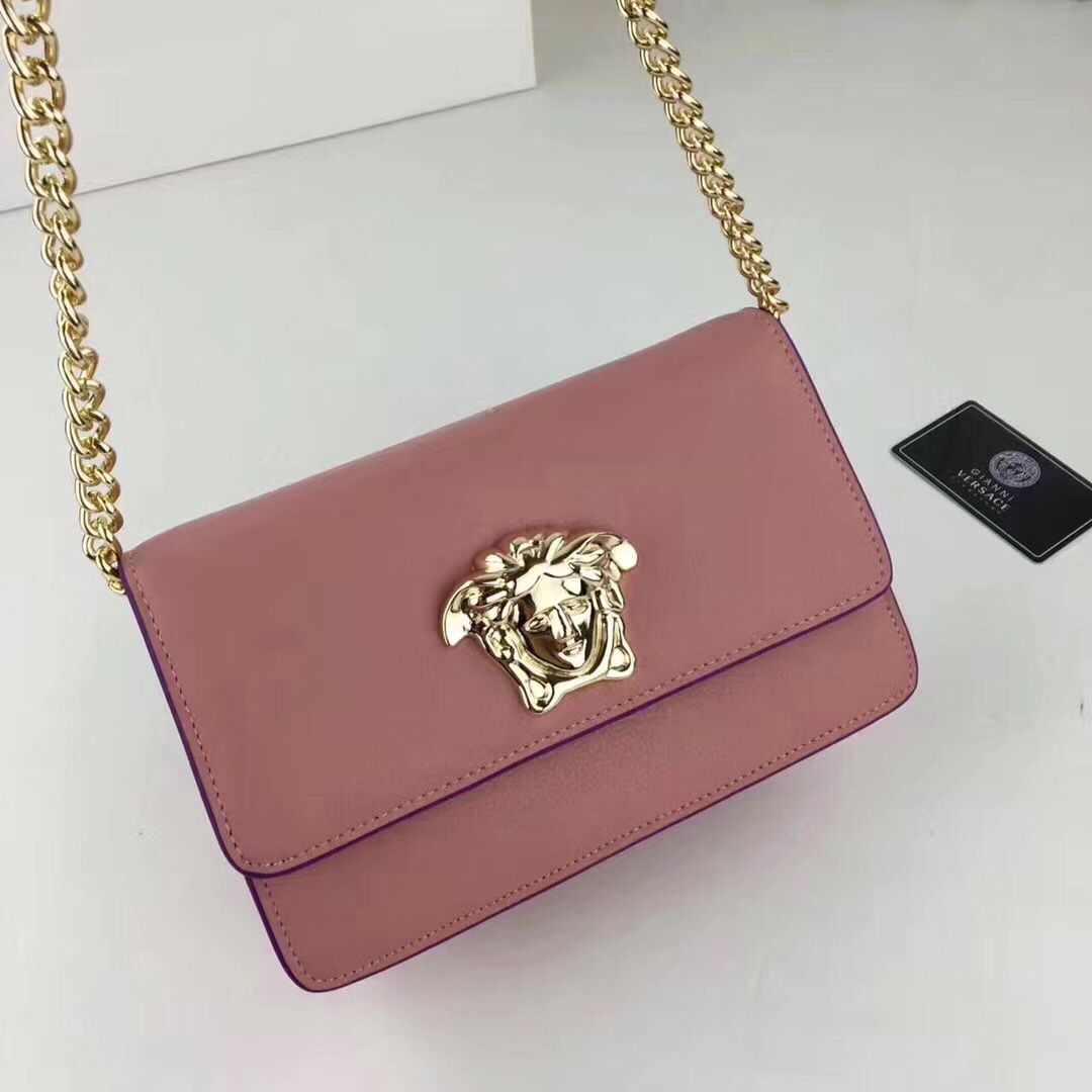 Versace 2017 Calfskin Leather Shoulder Bag 7203 Pink