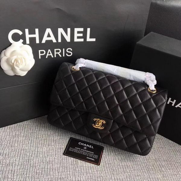 Chanel 2.55 Series Flap Bags Black Original Deerskin A1112 Gold