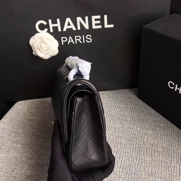 Chanel 2.55 Series Flap Bags Black Original Deerskin A1112 Silver