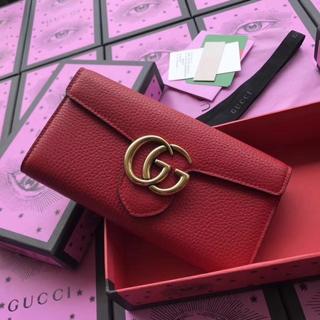 Gucci GG Marmont Matelasse Leather Wallet 400586 Red