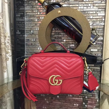 Gucci GG Marmont Small Shoulder Bag 498100 Red