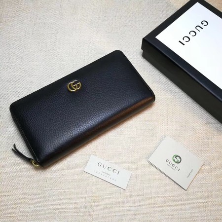 Gucci Leather Zip Around Wallet 456117 Black