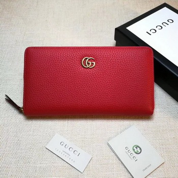 Gucci Leather Zip Around Wallet 456117 Red