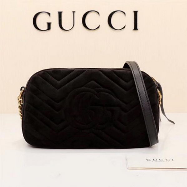 Gucci GG Marmont Matelasse Velvet Shoulder Bag 447632 Black