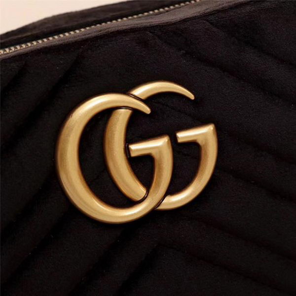 Gucci GG Marmont Matelasse Velvet Shoulder Bag 447632 Black