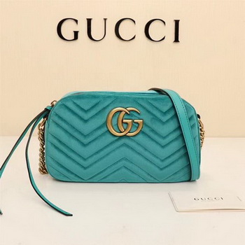 Gucci GG Marmont Matelasse Velvet Shoulder Bag 447632 Green