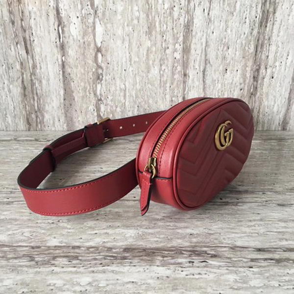 Gucci GG Marmont Leather Belt Bag 476434 Red