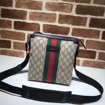 Gucci Web GG Supreme Flat Messenger Bag 471454 Apricot