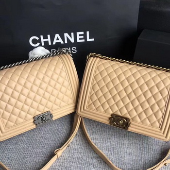 Boy Chanel Flap Bags Original Sheepskin Leather A67088 Apricot