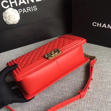 Boy Chanel Flap Bags Original Sheepskin Leather A67088 Red