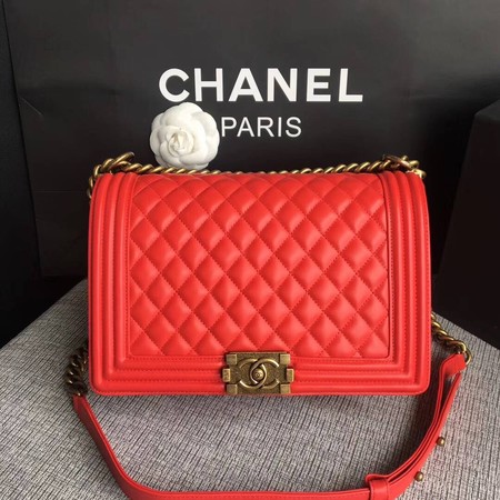 Boy Chanel Flap Bags Original Sheepskin Leather A67088 Red