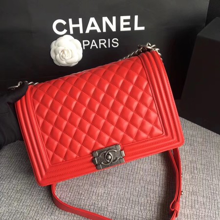 Boy Chanel Flap Bags Original Sheepskin Leather A67088 Red