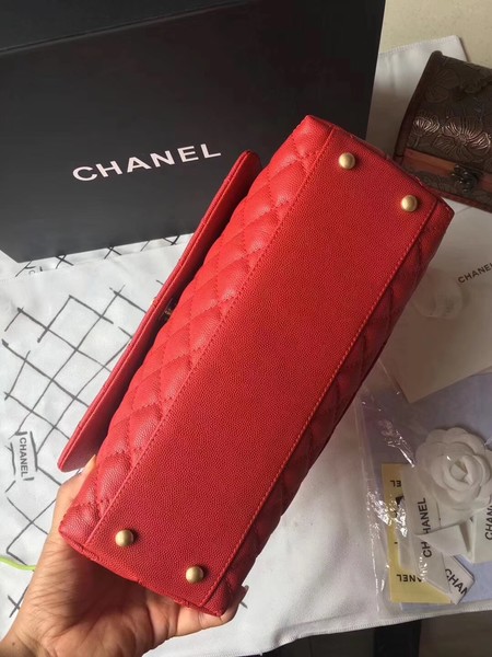 Chanel Classic Red Top Handle Bag Red Original Leather A92292 Gold