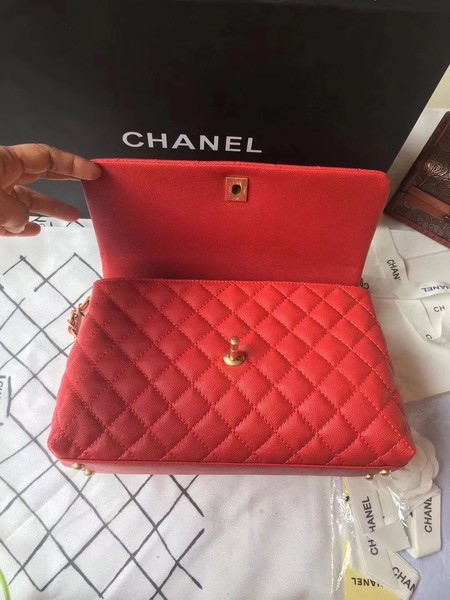 Chanel Classic Red Top Handle Bag Red Original Leather A92292 Gold