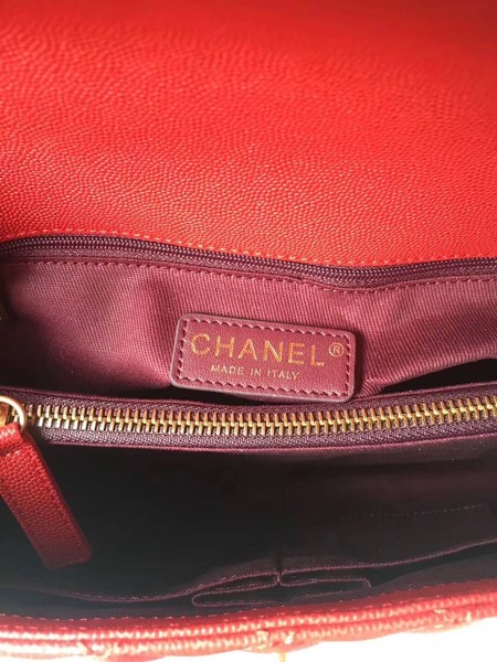 Chanel Classic Red Top Handle Bag Red Original Leather A92292 Gold