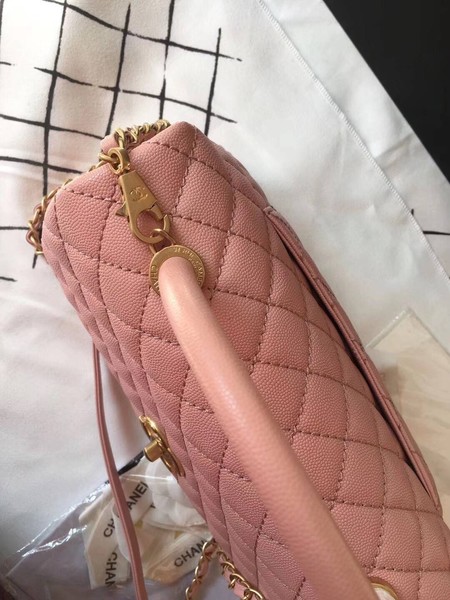 Chanel Classic Top Handle Bag Pink Original Leather A92292 Gold