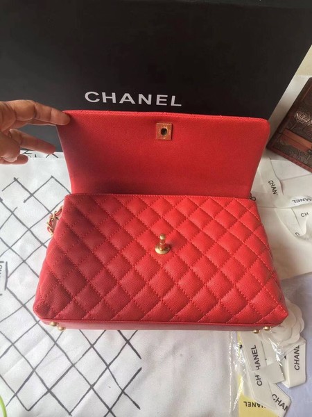 Chanel Classic Wine Top Handle Bag Red Original Leather A92292 Gold