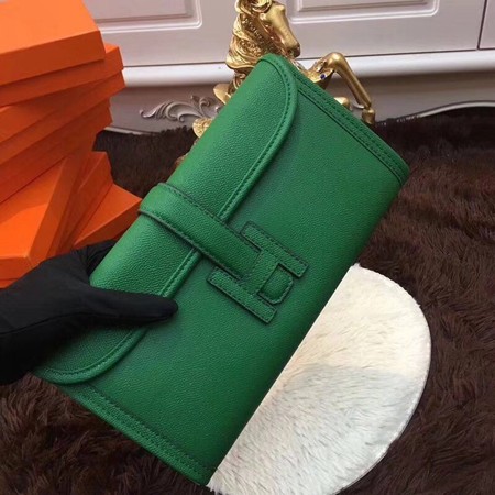 Hermes Togo Leather Clutch H88017 Green