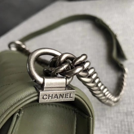 Boy Chanel Flap Bag Original Chevron Leather A67086V Green